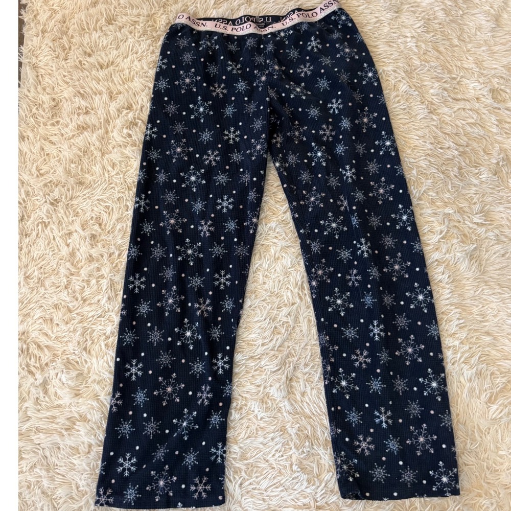 US‎ Polo Assn Pajama Pants Women's L Snowflake Print Cozy Loungewear Sleepwear